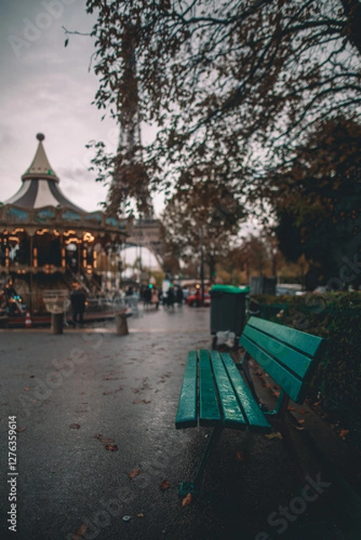 Obraz carousel in Paris and eiffel tower