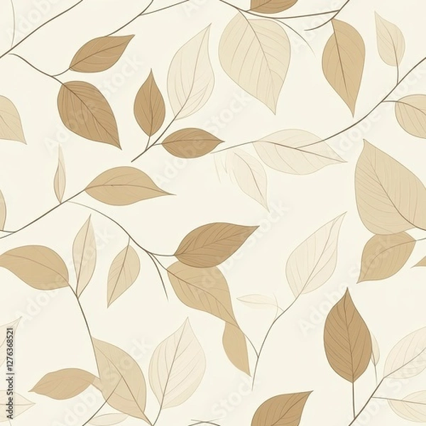 Fototapeta Repetitive seamless pattern of leaf foliage for fabric design.