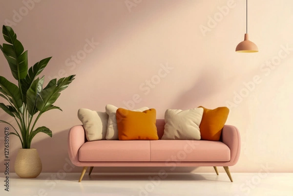 Fototapeta  Cozy Minimalist Living Room with Pastel Colors