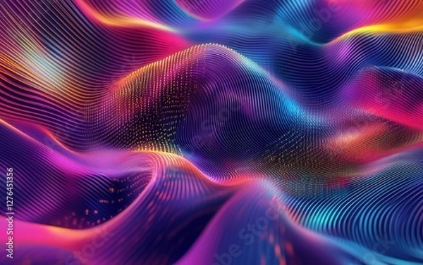 Fototapeta A computer generated colorful wave image on a dark background