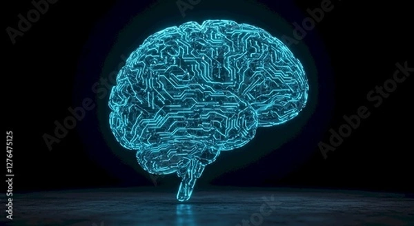 Fototapeta Futuristic Brain Circuitry AI Technology Neural Network Digital Mind