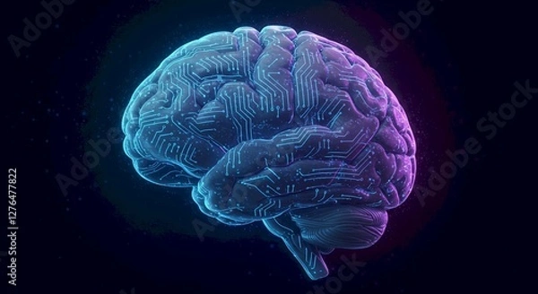 Fototapeta AI Brain Neural Network Circuit Board Technology Human Mind Digital Innovation Future Artificial