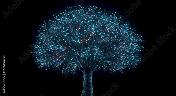 Obraz Glowing Network Tree Digital Data Technology Connectivity Abstract Art