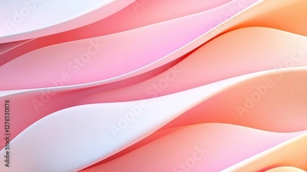 Fototapeta A soft gradient of pink and white waves, creating a fluid, abstract design that evokes a sense of calm and elegance.