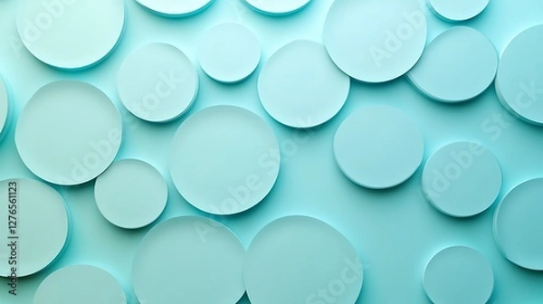 Fototapeta Abstract background of overlapping light blue circles