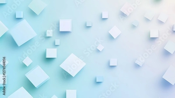 Fototapeta Abstract pastel blue cubes floating gently