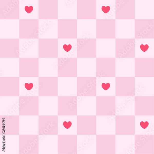 Obraz Cute pink seamless pattern with hearts. Vector background. Texture for print.