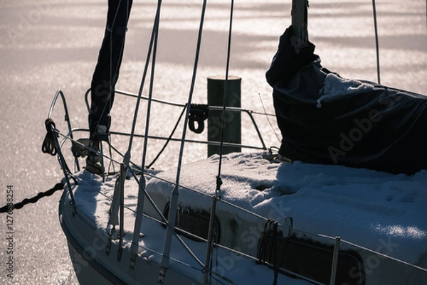 Obraz Boote auf winterlichem Stössensee zu Berlin