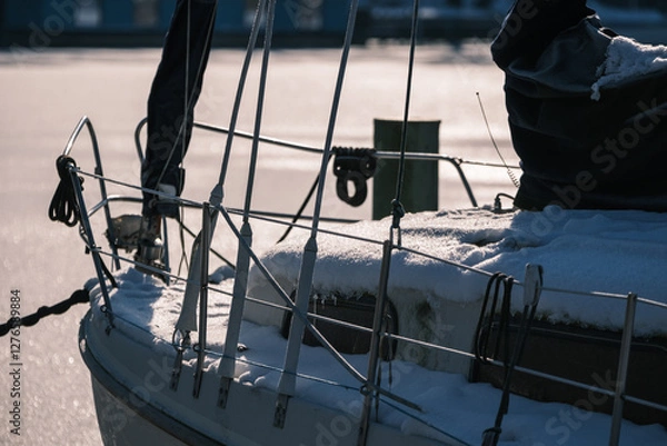 Obraz Boote auf winterlichem Stössensee zu Berlin