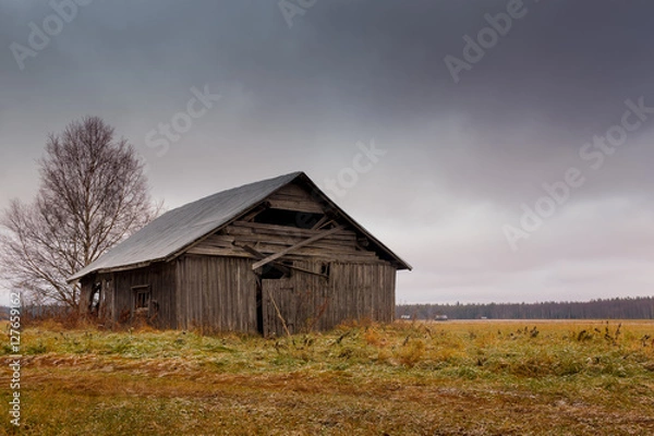 Fototapeta Frost On The Barns And Fields