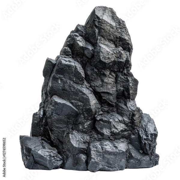Fototapeta PNG lava black rock structure isolated on background. 