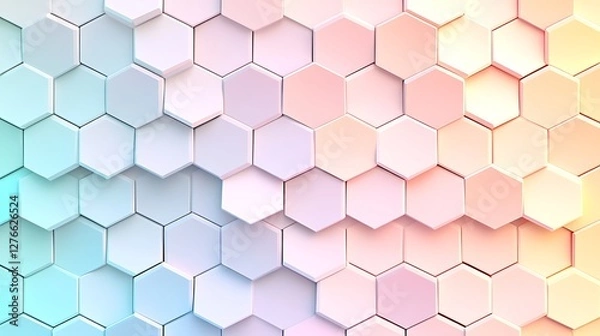 Fototapeta Abstract Hexagon Pattern Pastel Color Gradient