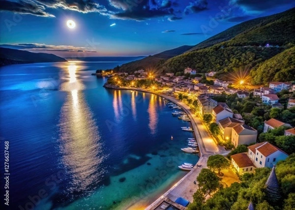 Obraz Cres Island's Beli Beach glows under the stars in this stunning aerial night shot.