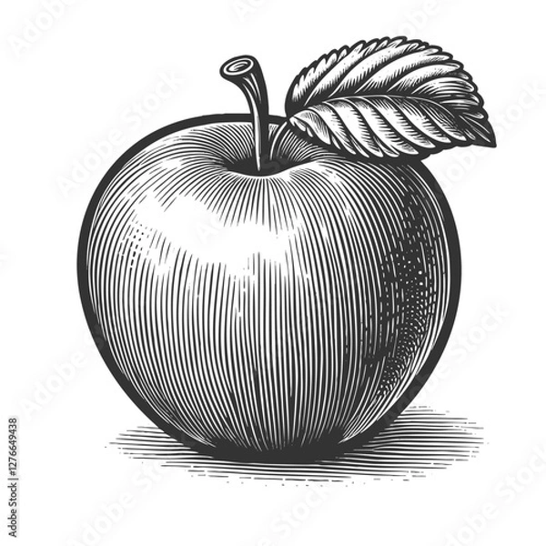 Fototapeta Apple with Leaf vector illustration