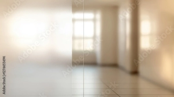 Obraz Frosted Glass Effect Creates a Modern Blurred Aesthetic With Soft Light Leaks in a Minimal Indoor Space