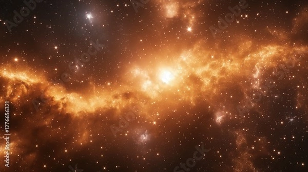 Obraz Futuristic Space Nebula Filled With Glowing Cosmic Dust and Vibrant Star Fields in a Celestial Vista