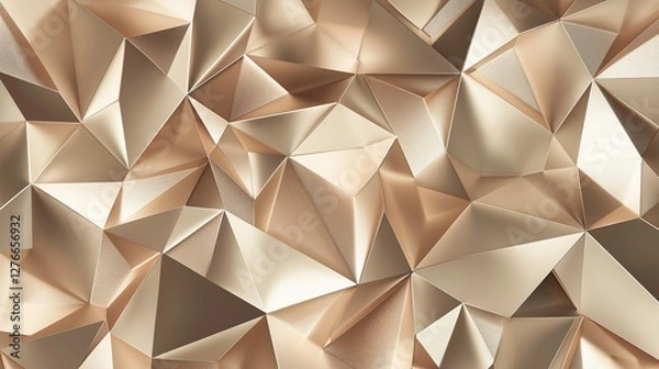 Obraz Geometric Low Poly Pattern With a Modern Metallic Finish Featuring Intricate Facets and Reflections