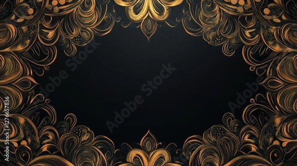 Obraz Luxury Black and Gold Art Deco Pattern With Intricate Details Showcases Elegance and Sophistication in Design
