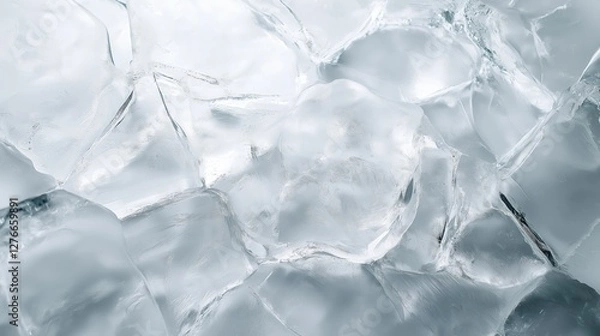 Obraz Glossy Ice Surface With Subtle Cracks Reflecting Light in a Cool-Toned Background