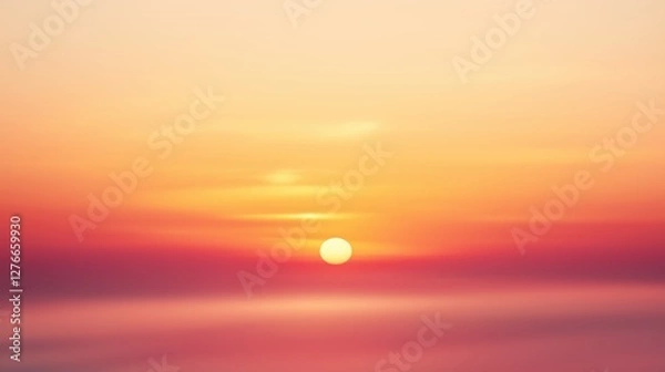 Obraz Sunset Over a Tranquil Horizon With Smooth, Warm Colors Blending Into a Serene Atmosphere at Dusk