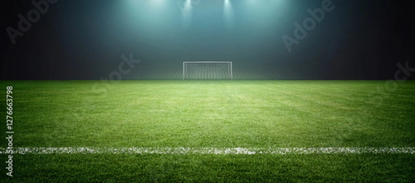 Obraz Football stadium at night. The imaginary stadium is modelled and rendered.	