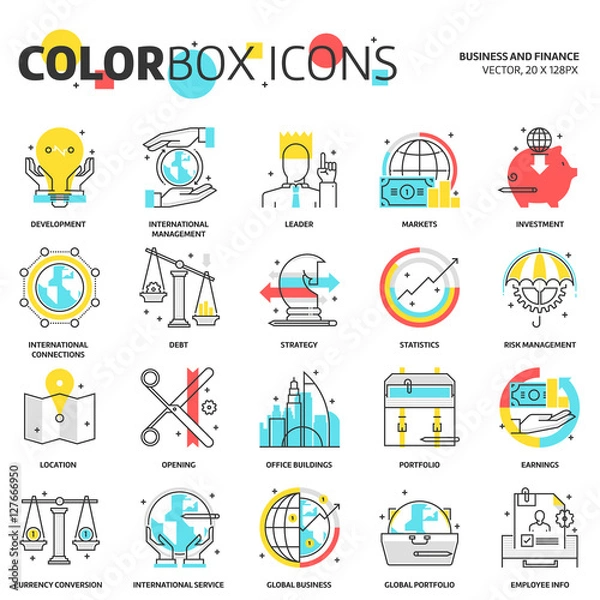 Fototapeta Color box icons, business and finance concept