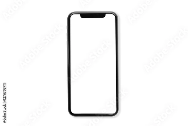Fototapeta Smartphone with white blank screen mockup isolated on white background. Smartphone business infographic mockups of web site or design app