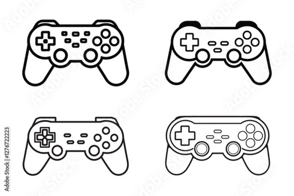 Obraz Set of game controller vector art silhouette