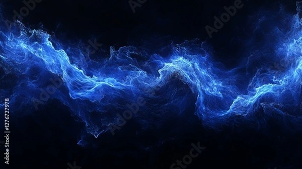 Fototapeta A black background with abstract blue speed lines, illustrating speed and dynamic movement