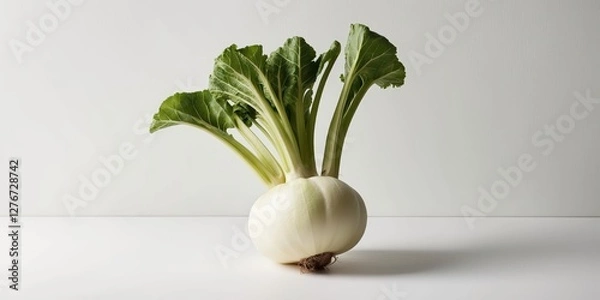 Obraz Fresh Kohlrabi on White Background
