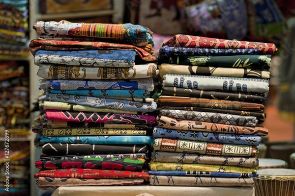 Obraz Variety of colorful african fabrics