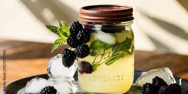 Obraz Blackberry and Mint Infused Water 