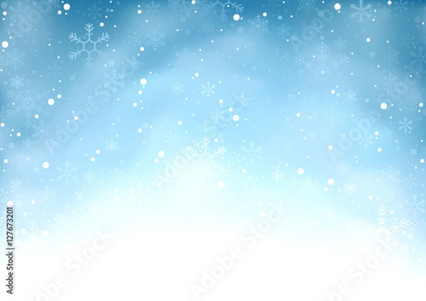 Fototapeta Falling Snow - Winter Background Illustration, Vector