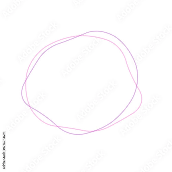 Fototapeta 紫とピンクのラインの丸型変形フレーム　