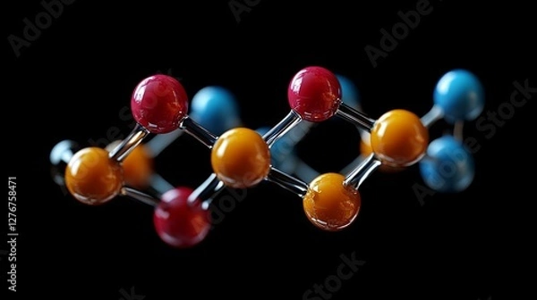 Fototapeta 3D model of molecules, showcasing atoms, chemical bonds, and the molecular nanostructure of biomolecules