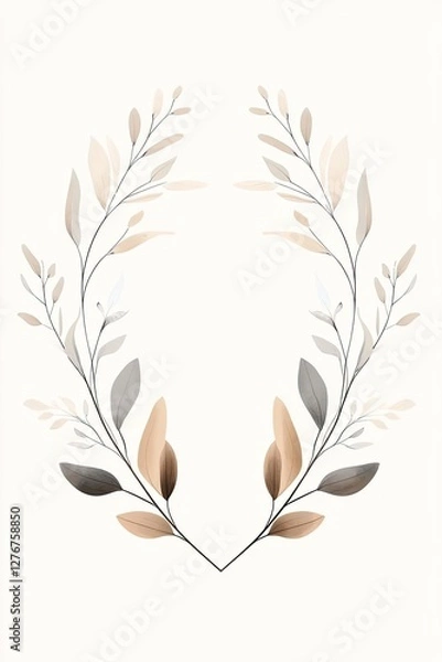 Fototapeta minimalist vector tattoo of abstract floral wreath with delicate linework and symmetry