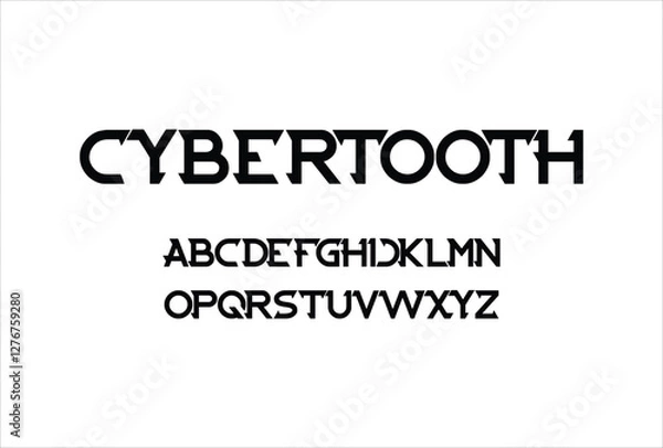 Fototapeta Cyber Tooth font for logo and headline. Isolated vector typeset