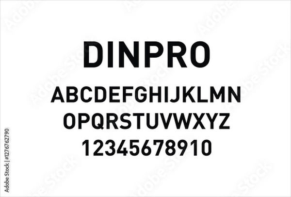 Fototapeta Dinpro font for logo and headline. Isolated vector typeset