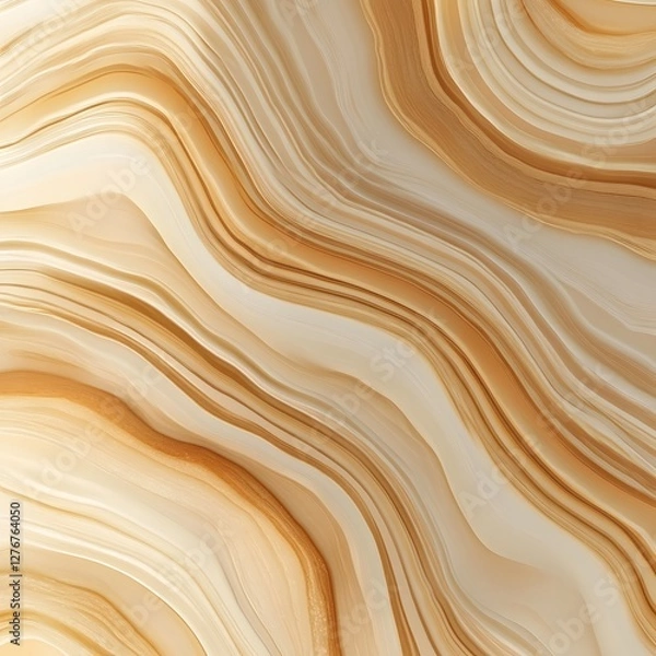 Fototapeta Abstract beige and brown wavy pattern resembling marble or agate texture, with flowing lines and natural earth tones.