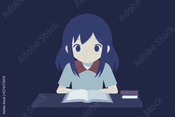 Fototapeta little girl reading a book