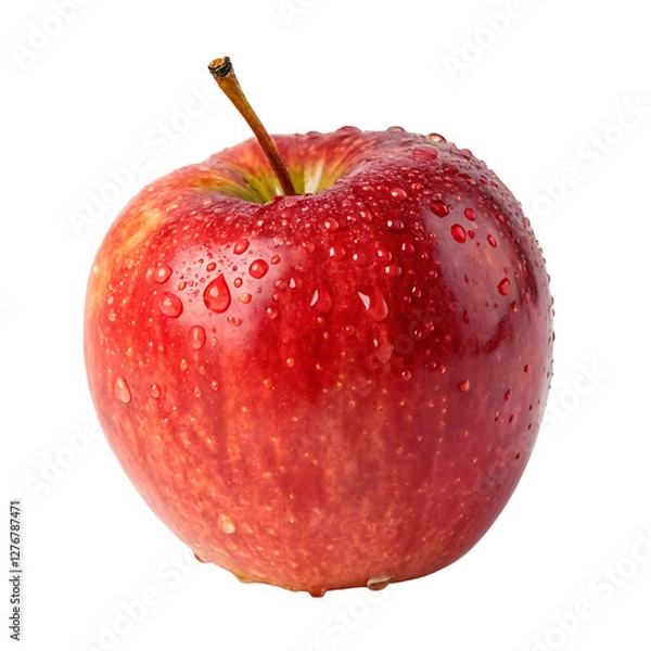 Fototapeta red apple with waterdrops on it isolated on white background