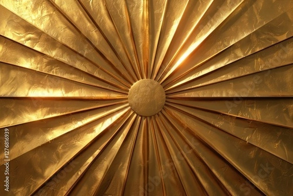 Fototapeta A vintage sunburst design features gold rays converging around a central point, creating a luxurious focal point