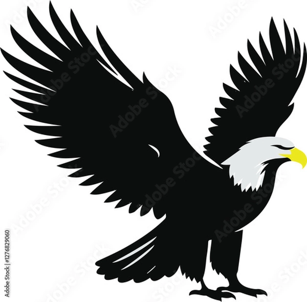 Fototapeta A simple Bald Eagle  vector style with white background