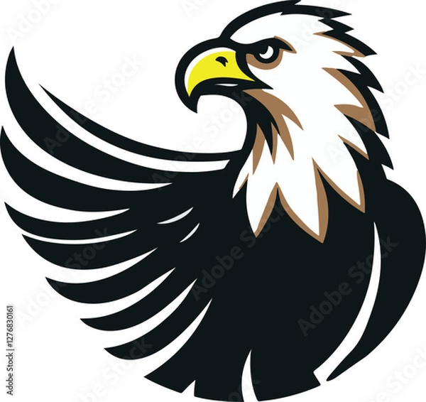 Fototapeta A simple Bald Eagle  vector style with white background
