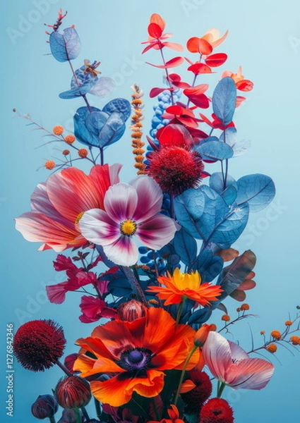Obraz Graceful Love Floral Arrangement in Balanced Composition with Vibrant Colors and Textured Elements