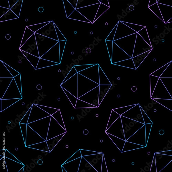 Obraz Seamless pattern with  D20 Dice for Board games. Vector illustration.
