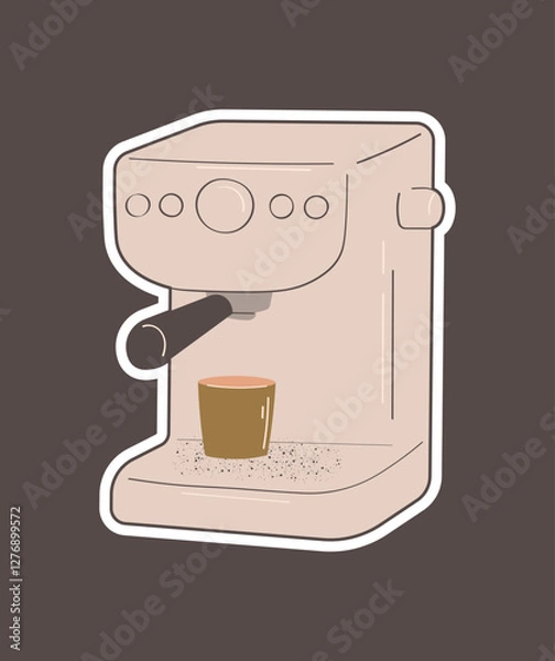 Obraz coffee machine, vector illustration, sticker 