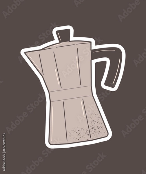 Obraz Italian coffee maker or moka pot, espresso machine, mocha express. Vector illustration
