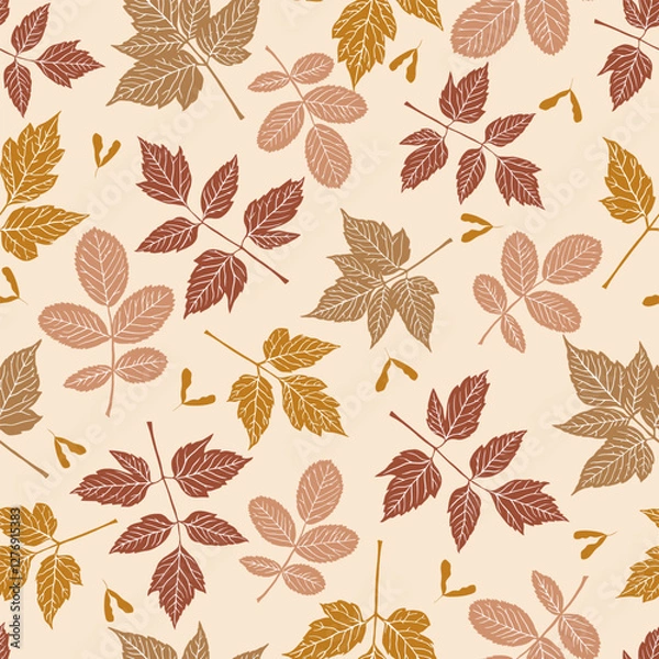 Obraz Seamless autumn leaves and seed. Fall print