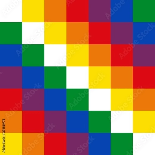 Obraz Wiphala flag in circle shape isolated on white. Illustration